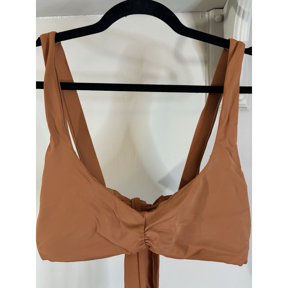 ANDIE SWIM Brown Scoop Bikini Top L Tie Back